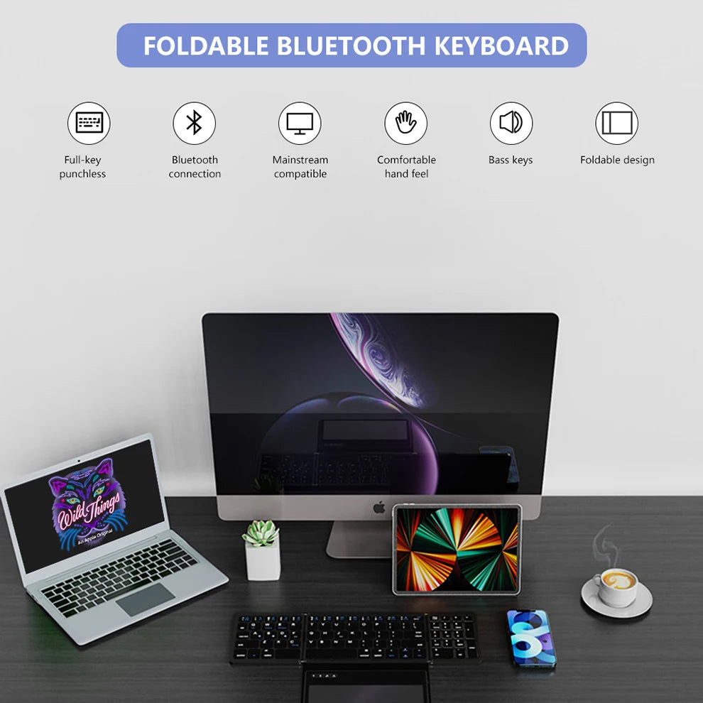 Foladable Bluetooth Keyboard with Touchpad Pocket.