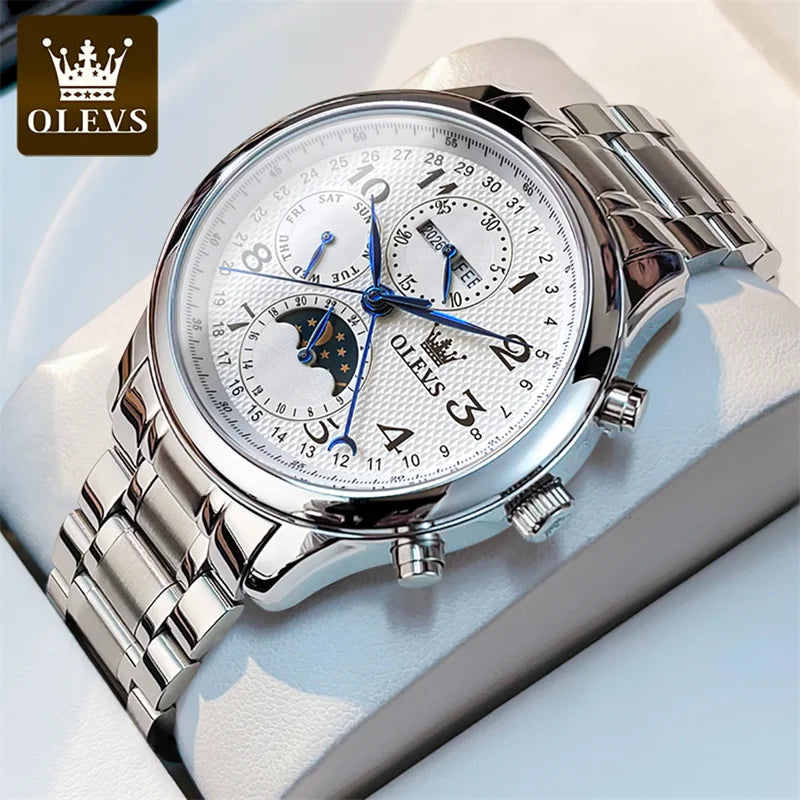 OLEVS Top Brand Sports Men Mechanical Wristwatch Moon .