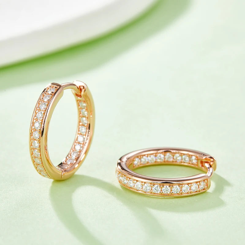 Fashion Moissanite Hoop Earrings 925 Sterling Silver Plated 18K Gold Women's Earrings Three Colors Optional Versatile Jewelry