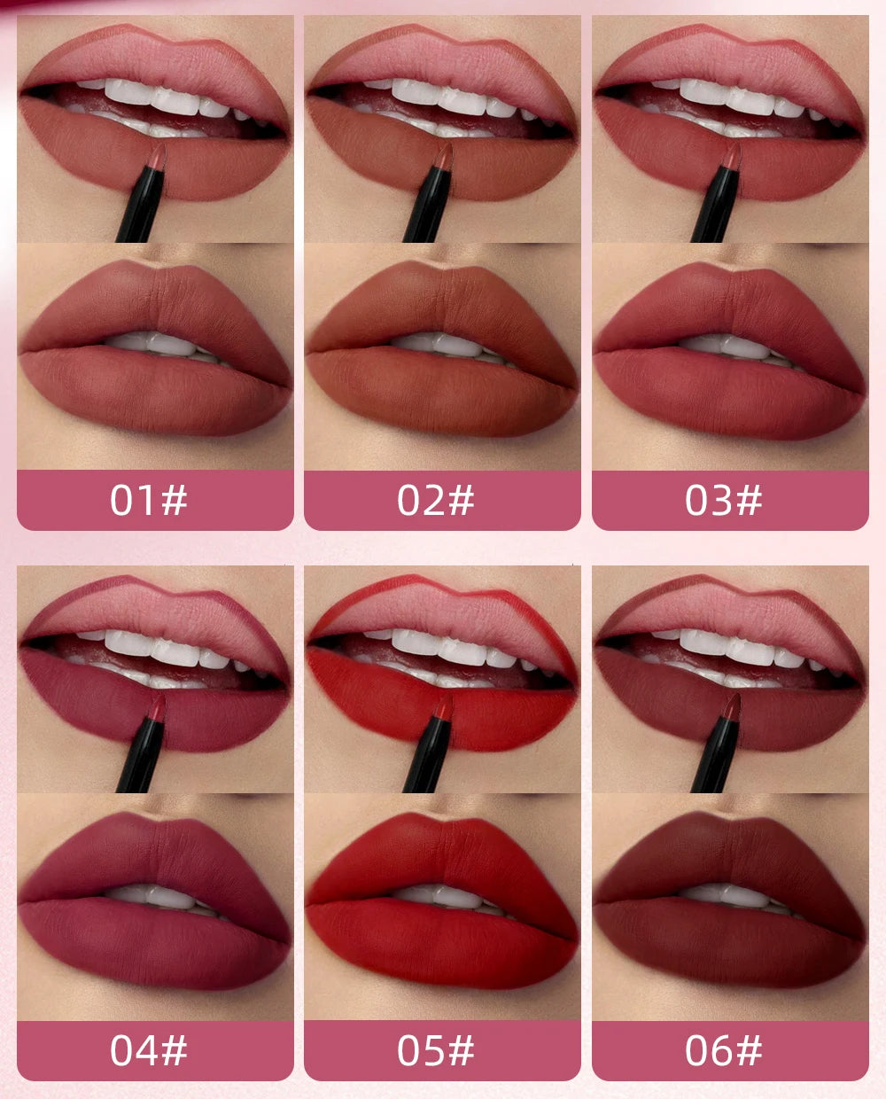 6 Colors Double-end Lip Gloss Waterproof Lipstick.