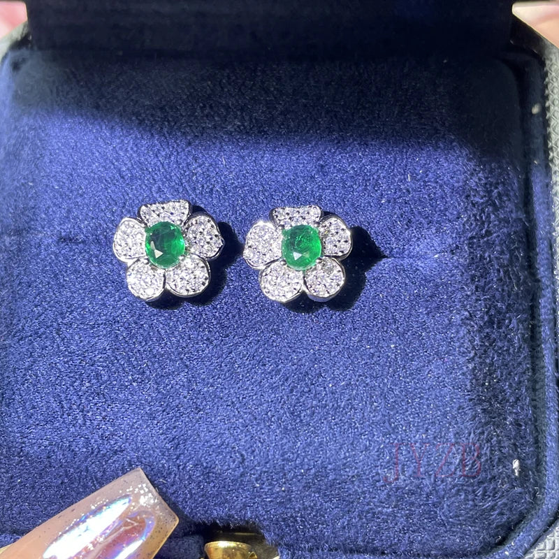 925 Silver Emerald Stud Earrings: Timeless Elegance.