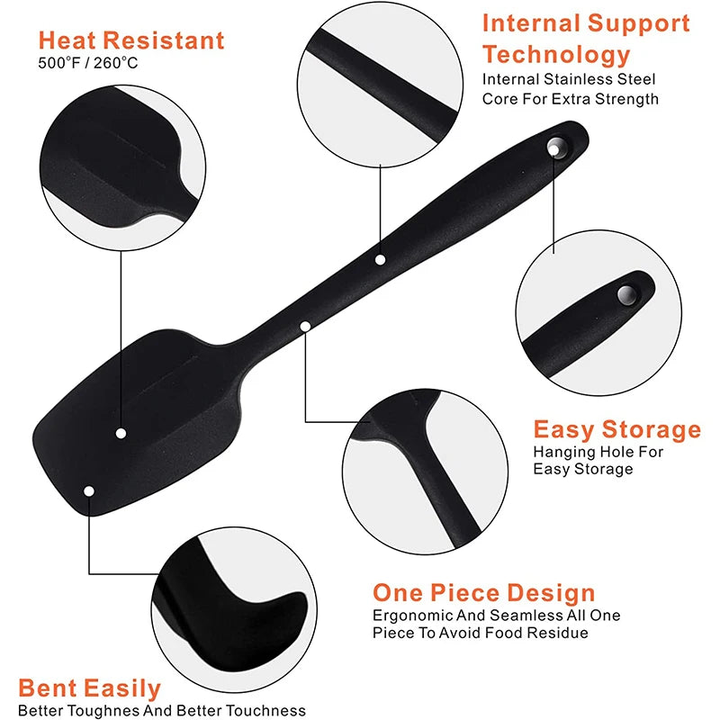 LMETJMA 28cm Silicone Spatulas - Heat Resistant.