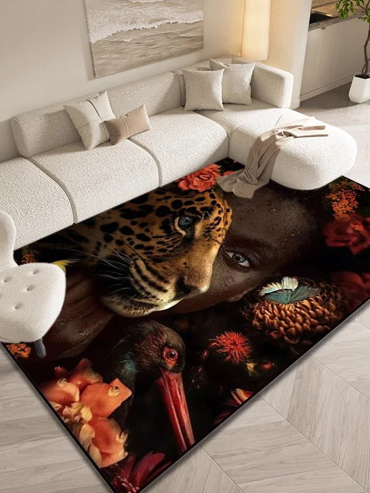 Nordic Leopard Print Living Room Carpet Fashion Bedroom Bedside Soft Floor Mat Cloakroom Leisure Area Plush Rug Ковер Tapis 러그