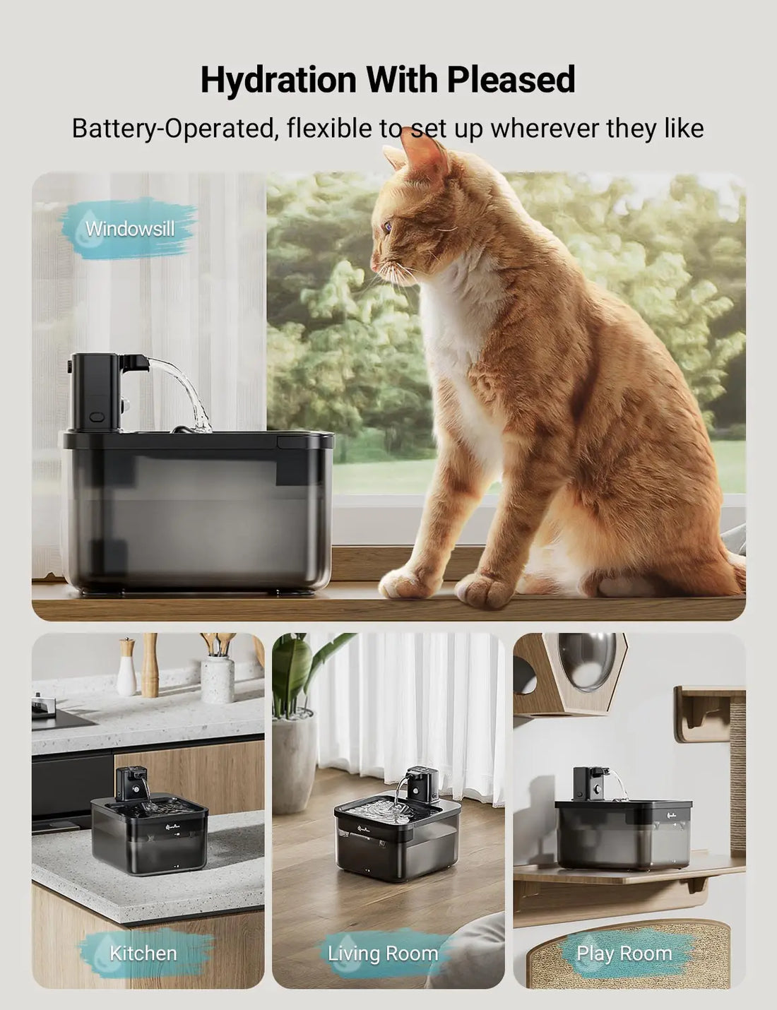 Wireless Cat Water Fountain Battery Operated.