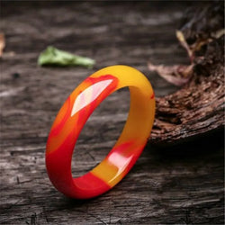 Natural Red Yellow Hand Carved Wide.