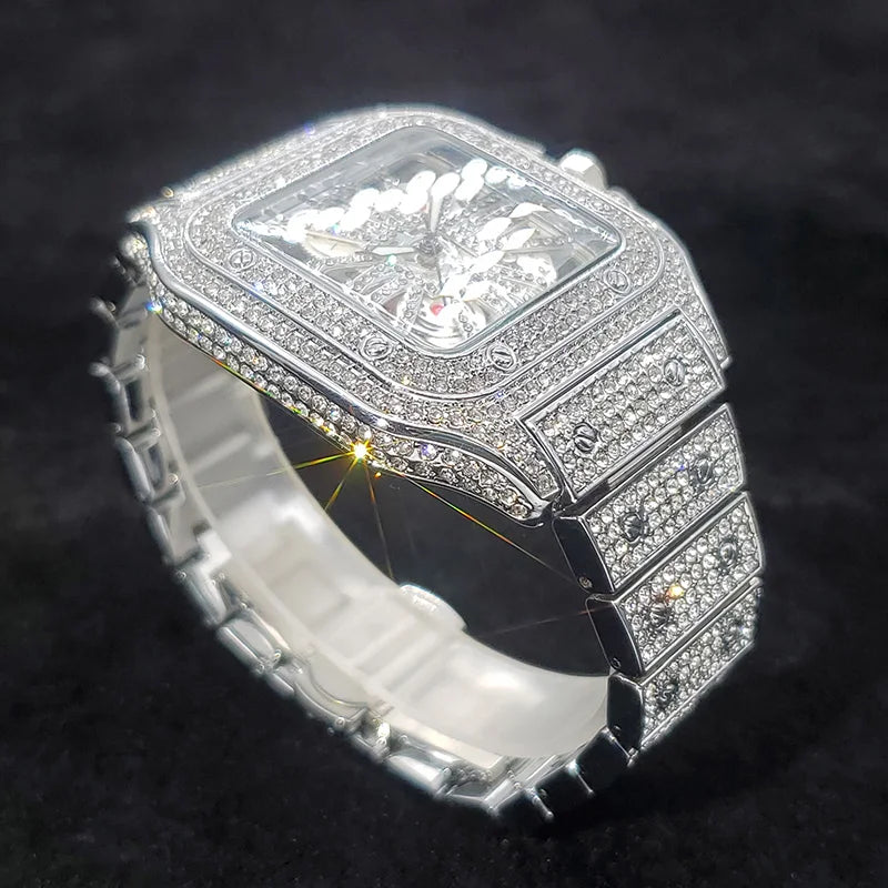 Square Full Diamond Watches For Men Luxury Fashion.