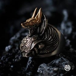 Men's Ring Two Tone Death Warrior Adjustable Ring Hip Hop Jewelry Accessories