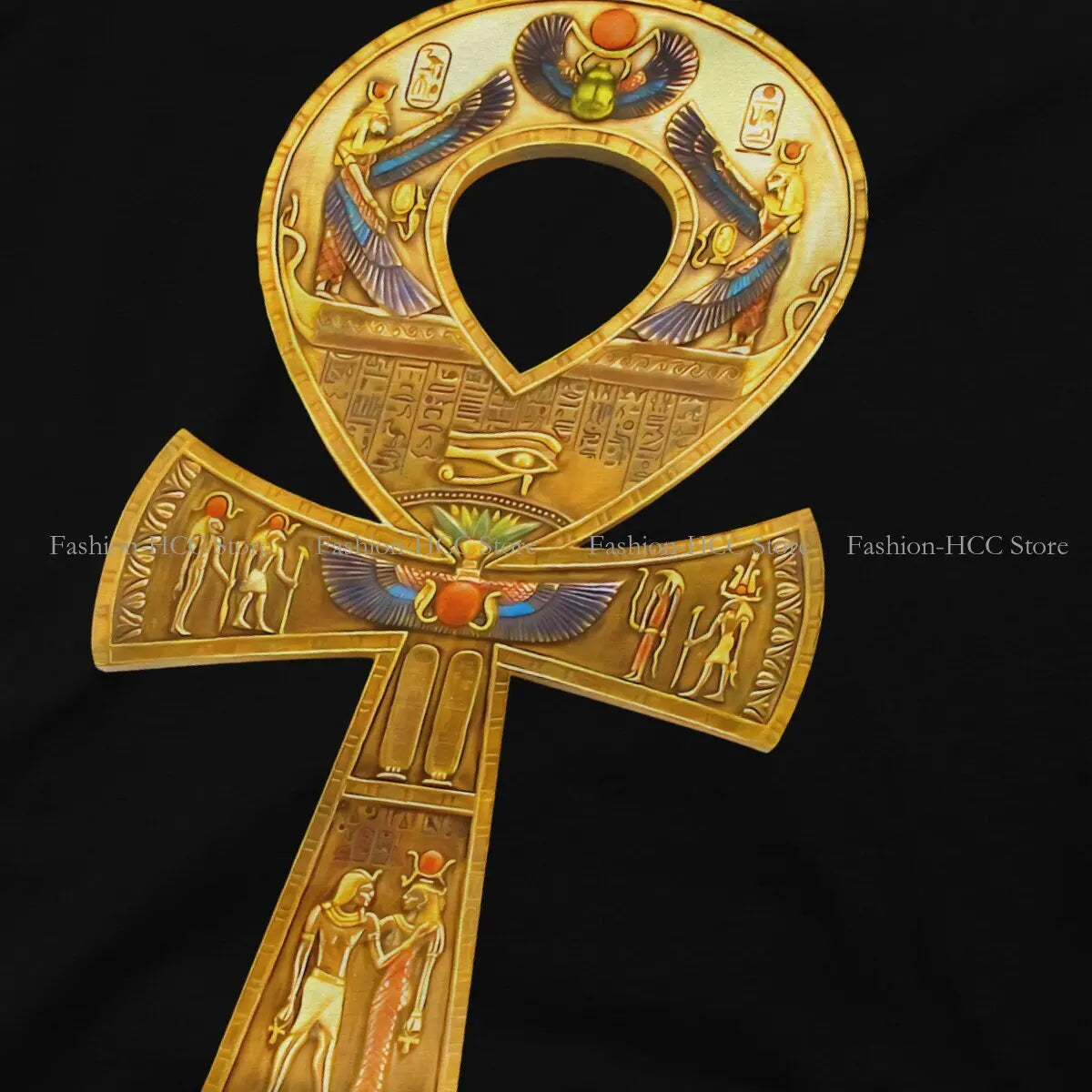 **Ancient Egypt Egyptian T-Shirt with Ankh Print.