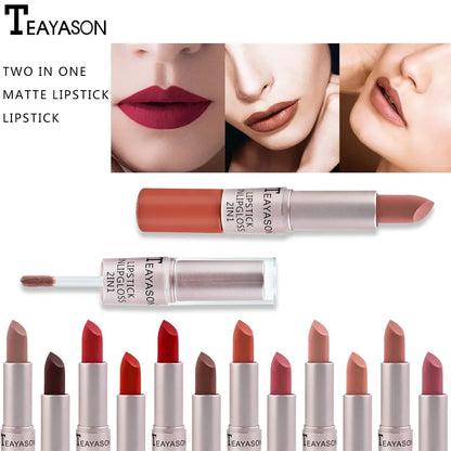 2 in 1 Lipstick Long Lasting Velvet Matte.