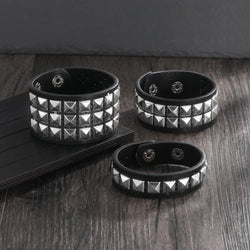 Gothic Punk Unisex PU Leather Bracelet Multilayers Rock Spikes Rivet Chains Bracelet for Women Men' Friends Jewelry