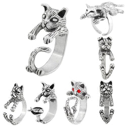 Vintage Pet Cat Ring Animal Design.