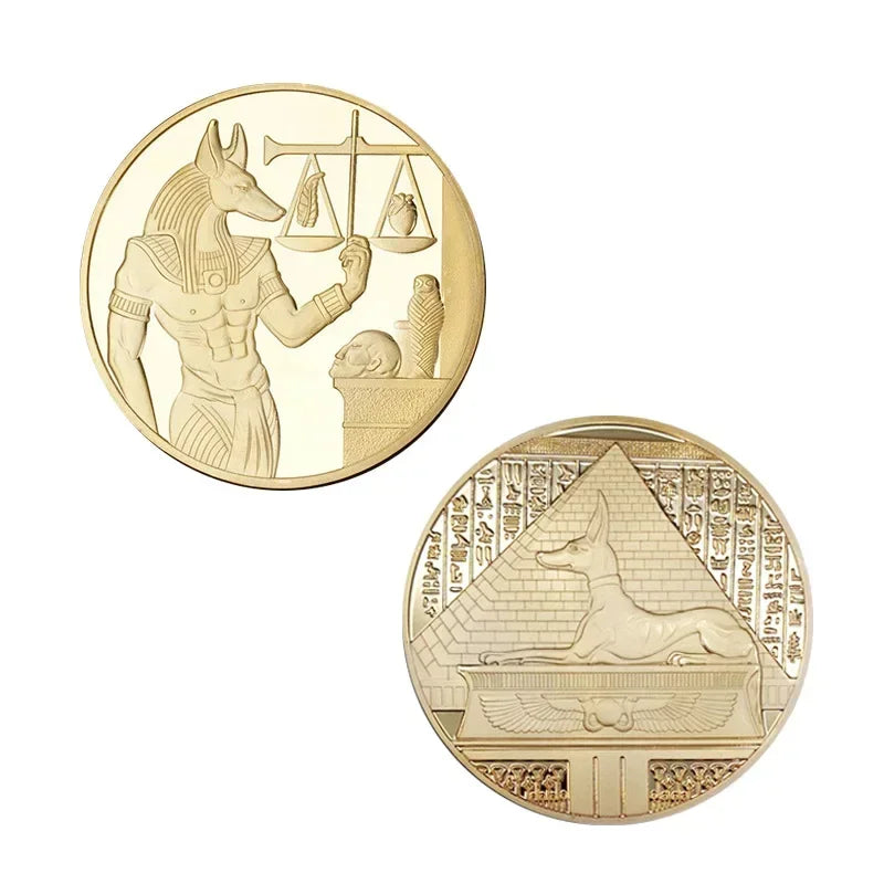 Anubis coin, Egyptian mythology, Gold plated coin, Commemorative coin, Ancient Egypt, Coin collection, Collectible coin, Egyptian god Anubis, Replica coin, Gift idea, Coin enthusiast, Historical coin, Mythological coin, Ancient culture, Symbolic coin,