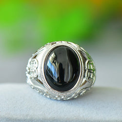 Natural Women Ring Black Gemstone Accessories.