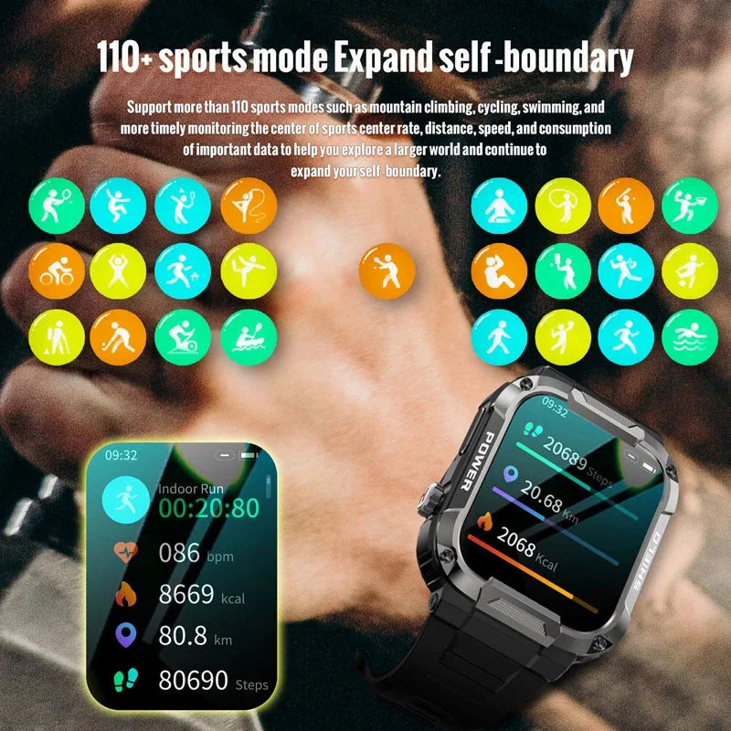 Rugged Military Smart Watch Men For Xiaomi Android.