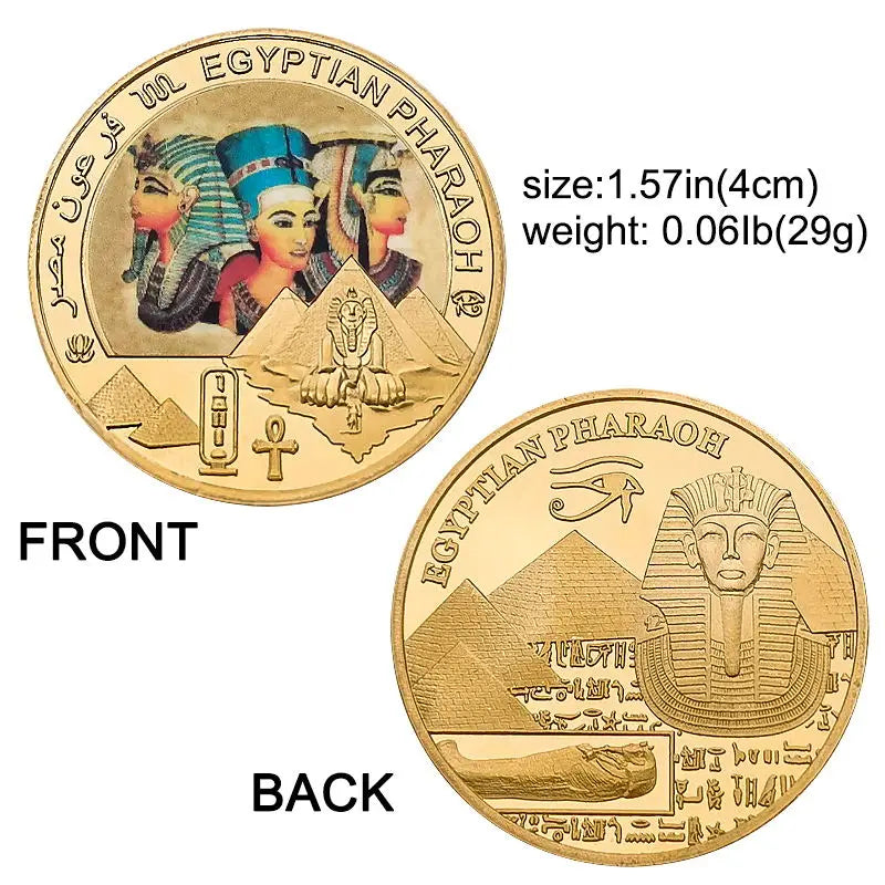 Egyptian Pharaoh Gold Plated Commemorative Coin