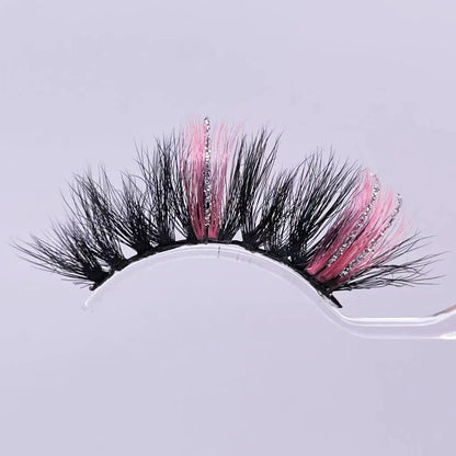 New glitter ombre Colored Lashes 20MM Mink Lashes Wholesale Dramatic Colorful Natural Eyelashes Extension Make up Fake Eyelashes