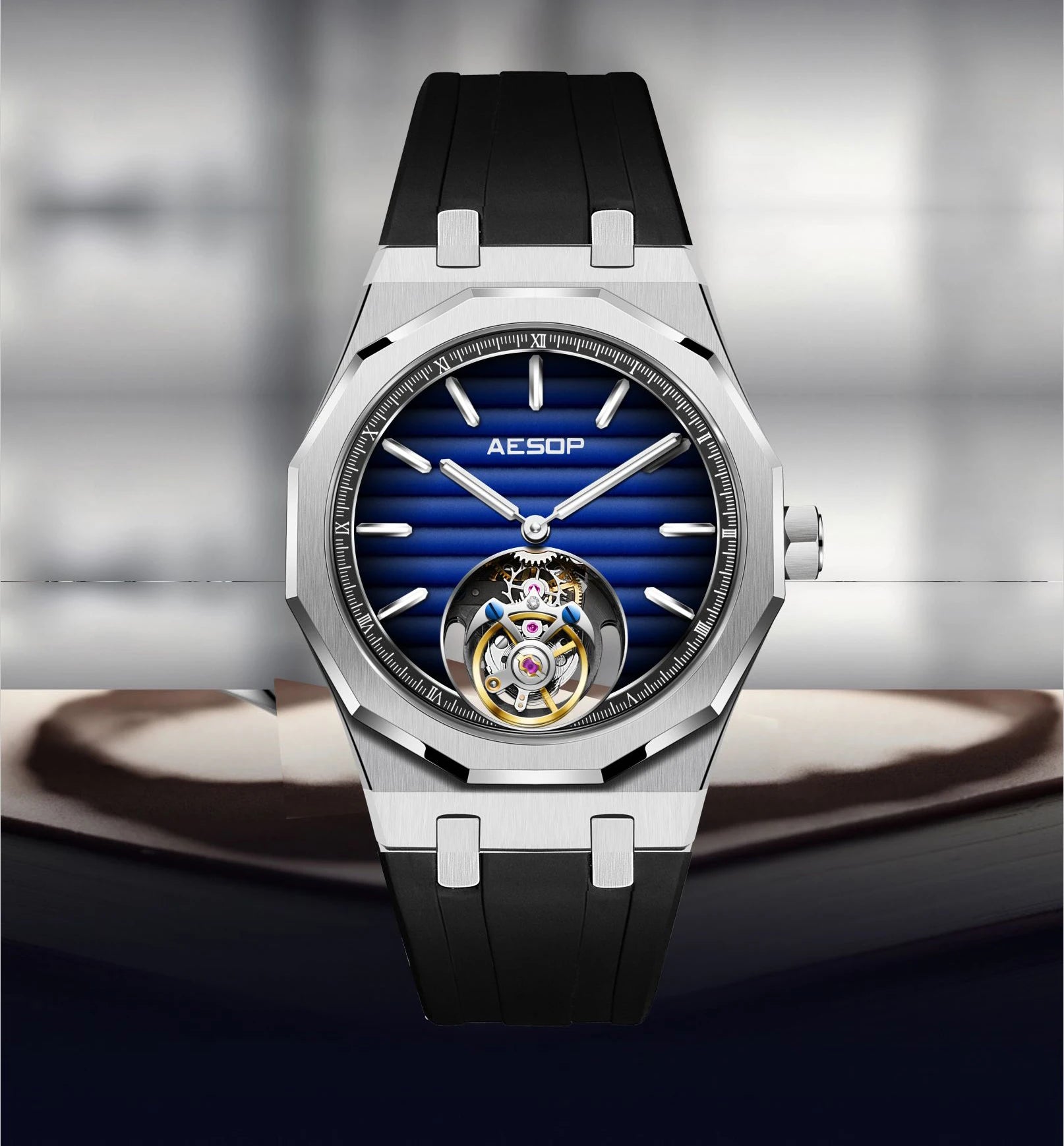 AESOP Flying Tourbillon Mechanical Skeleton Watch For Man.