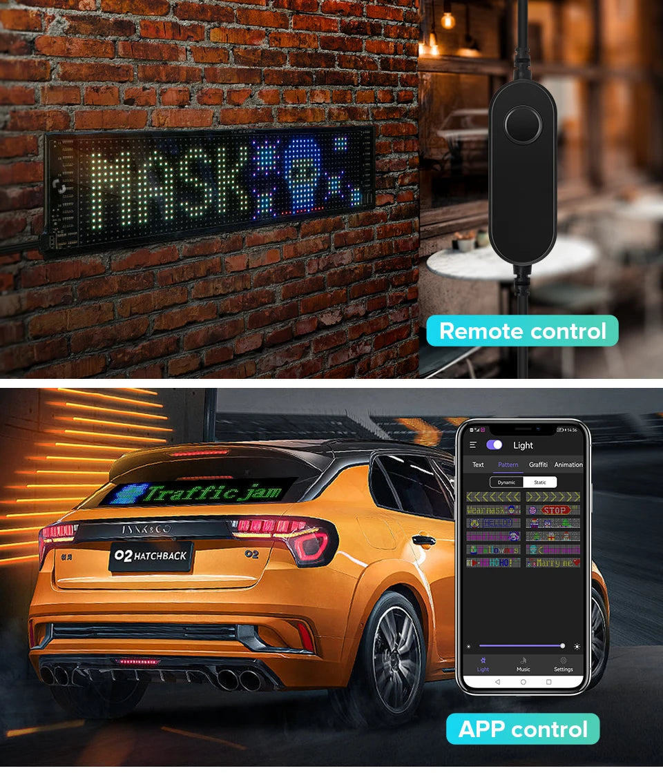 USB 5V LED Matrix Pixel Panel Bluetooth APP Flexible Addressable RGB Pattern Text Animation Graffiti Scrolling Display Car Shop