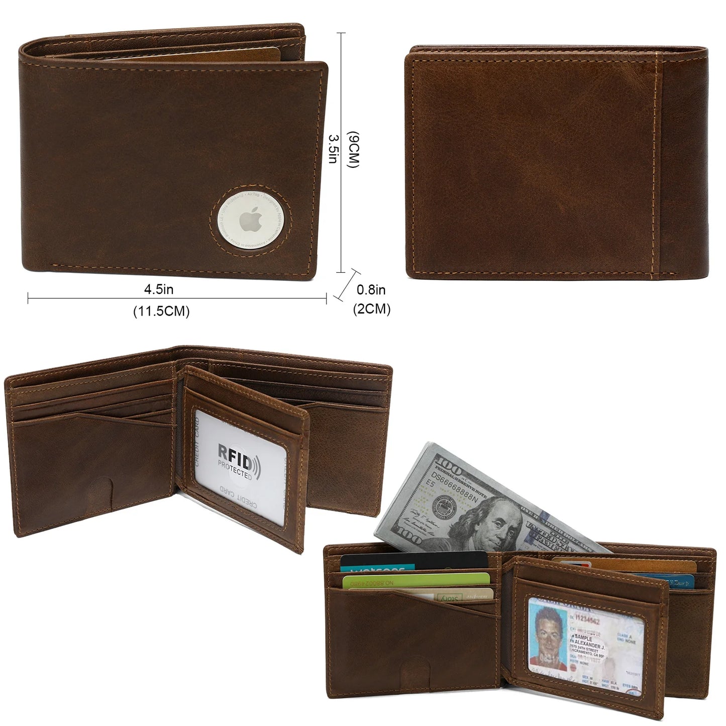 Airtag Wallet For Men Leather Mens.