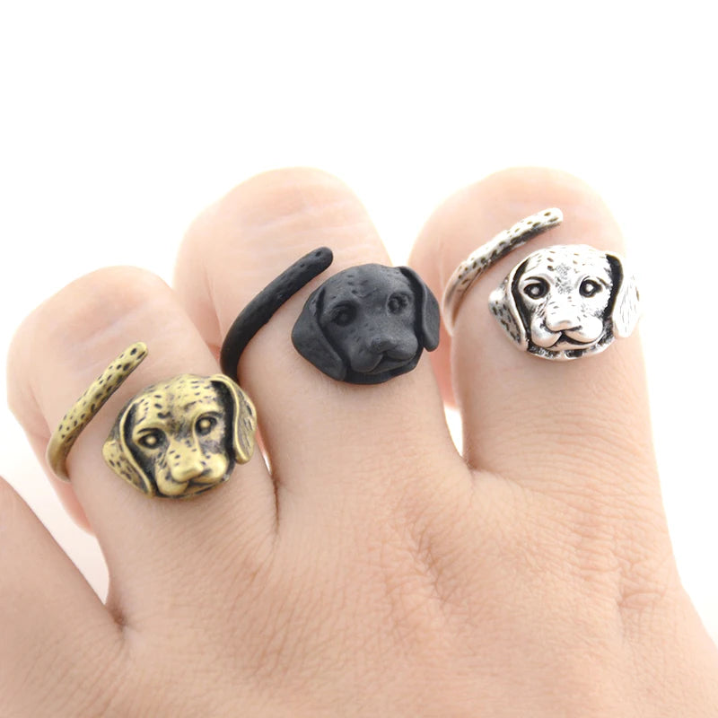 Vintage Men Cute Dog Couple Rings For Women