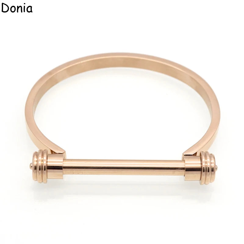 Donia jewelry European and American fashion stainless steel dumbbell titanium steel C-shaped screw bracelet punk bracelet