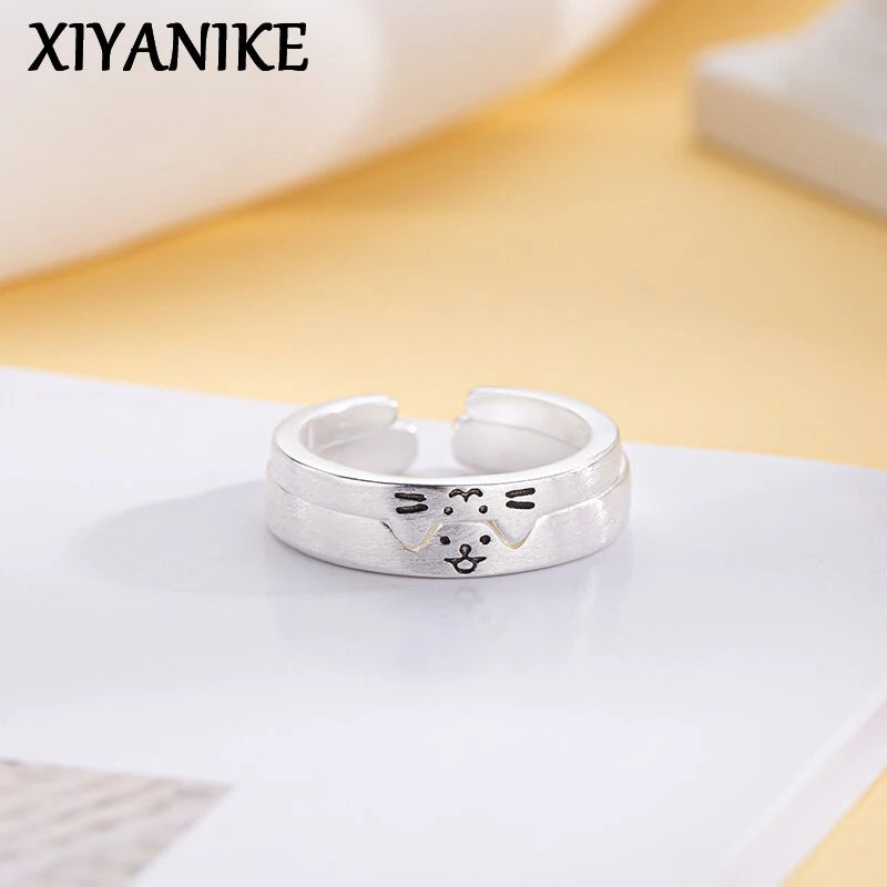 Cute Animal Dog Cat Cuff Finger Rings For Men Women Summer Fashion New Jewelry Lovers Gift Party anillos mujer