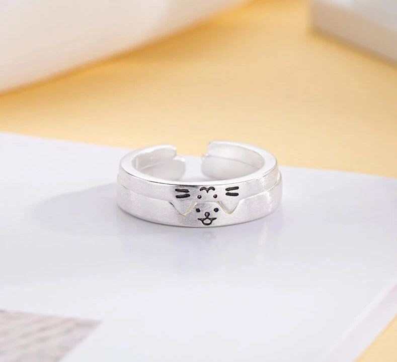 Cute Animal Dog Cat Cuff Finger Rings For Men Women.