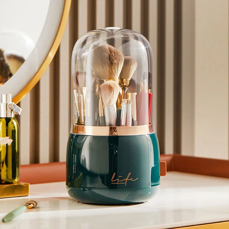 Makeup brush holder storage device with 360.