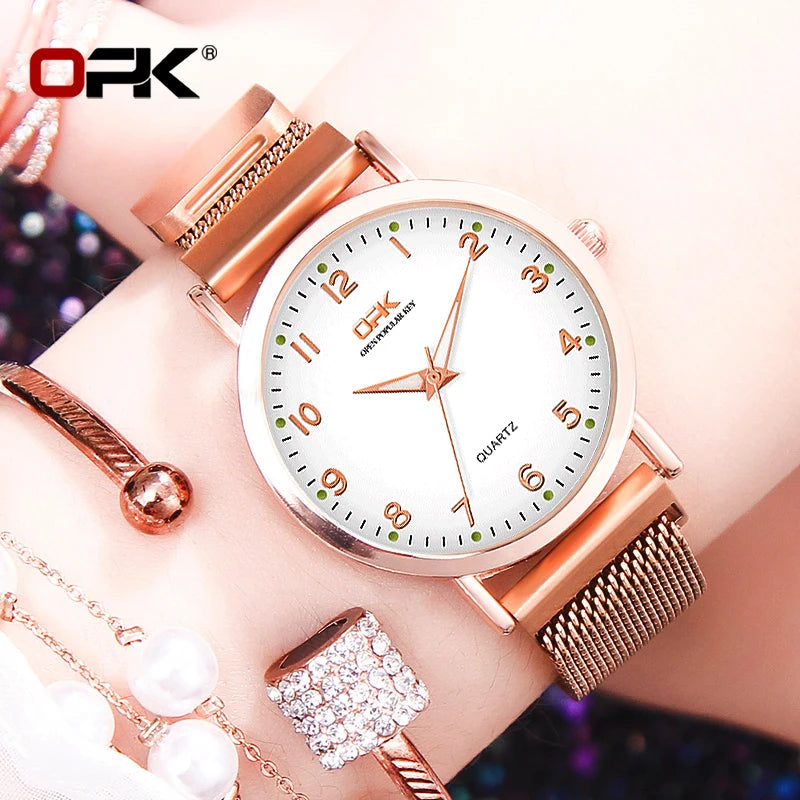 OPK Elegant Woman Watch Waterproof Fashion Quartz Ladies Wristwatches Luminous Luxury Classics Women&