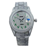 Men's 41mm Waterproof Calendar Watch with Full Diamond Dial