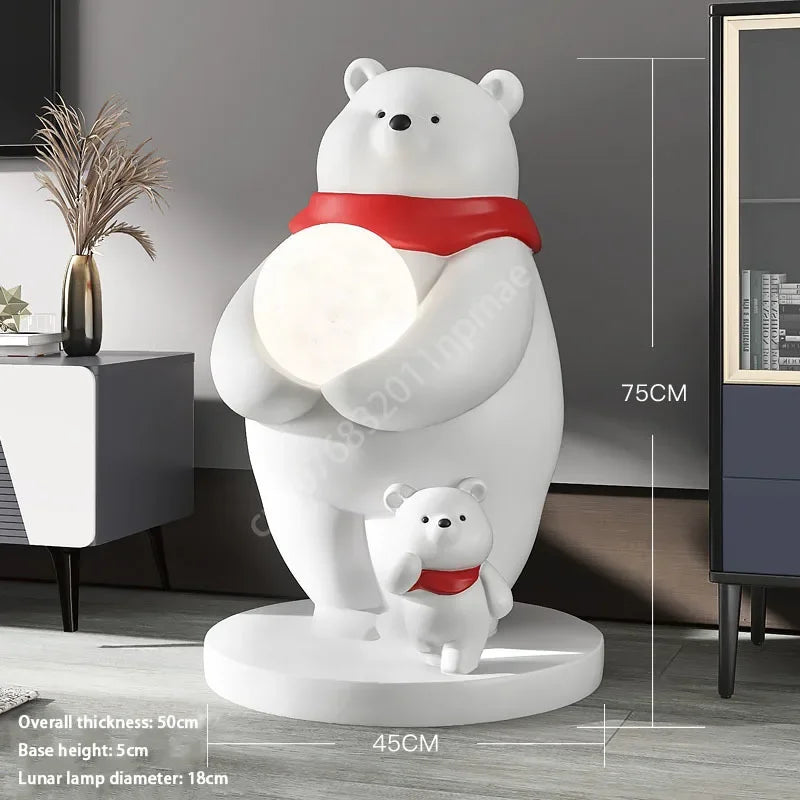 Polar Bear Moon Lamp Large Floor Decoration.