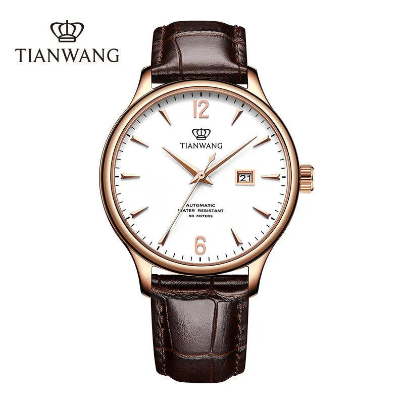 TIAN WANG Men's Watches Leather Mechanical.