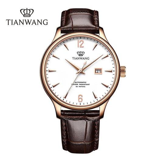 TIAN WANG Men's Watches Leather Mechanical