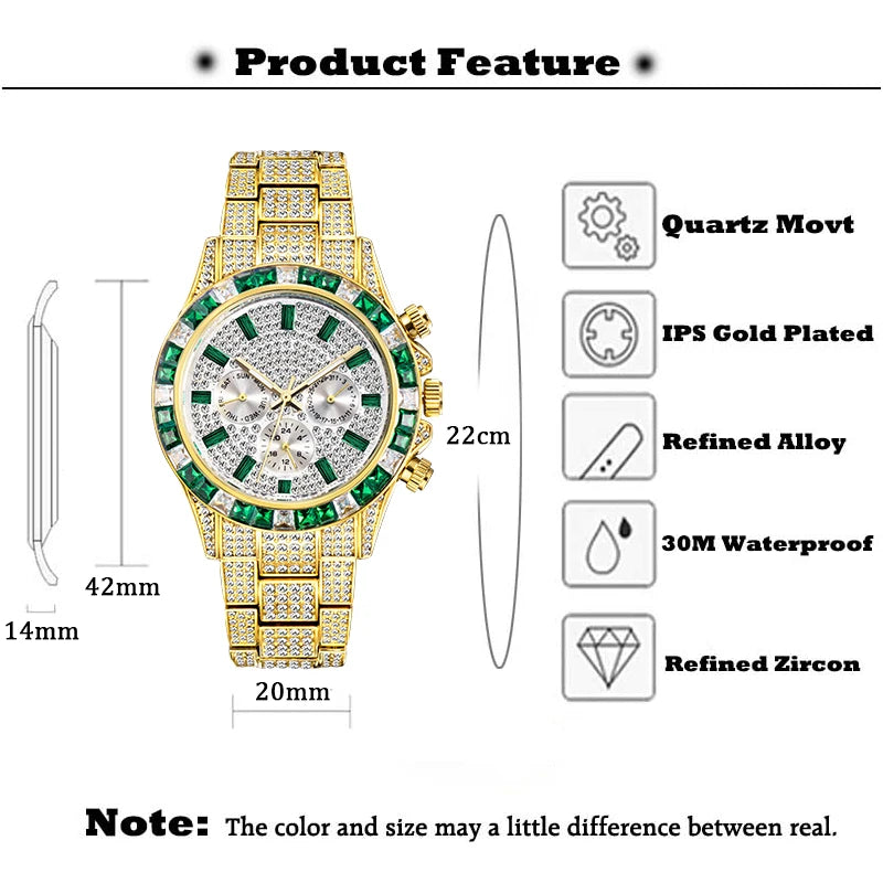 Watch For Man Green Waterproof Quartz.