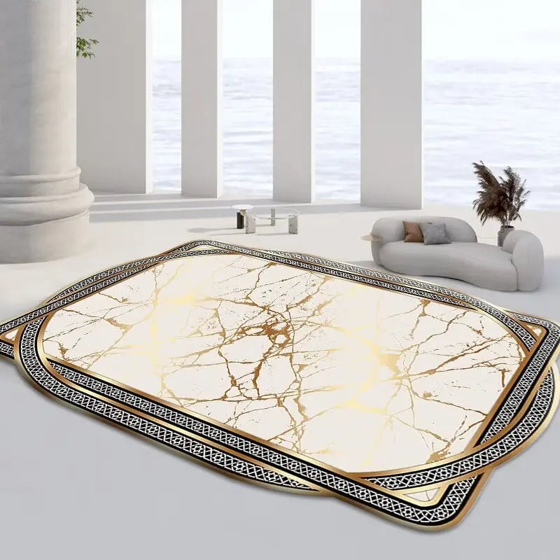 Irregular Gold Carpets for Living Room Home Decoration Bedroom Carpets Non-slip Large Size Luxury Rug Washable Soft Floor Mat