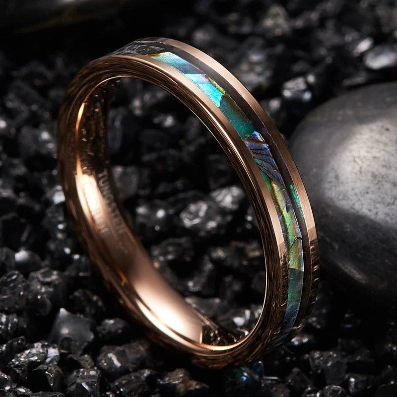 Rose Gold Color Shell Tungsten Carbide Ring Classic Men's Rings Jewelry Wedding Band Male Ring