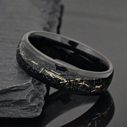 Fashionable Tungsten Carbide Meteorite Galaxy Ring.