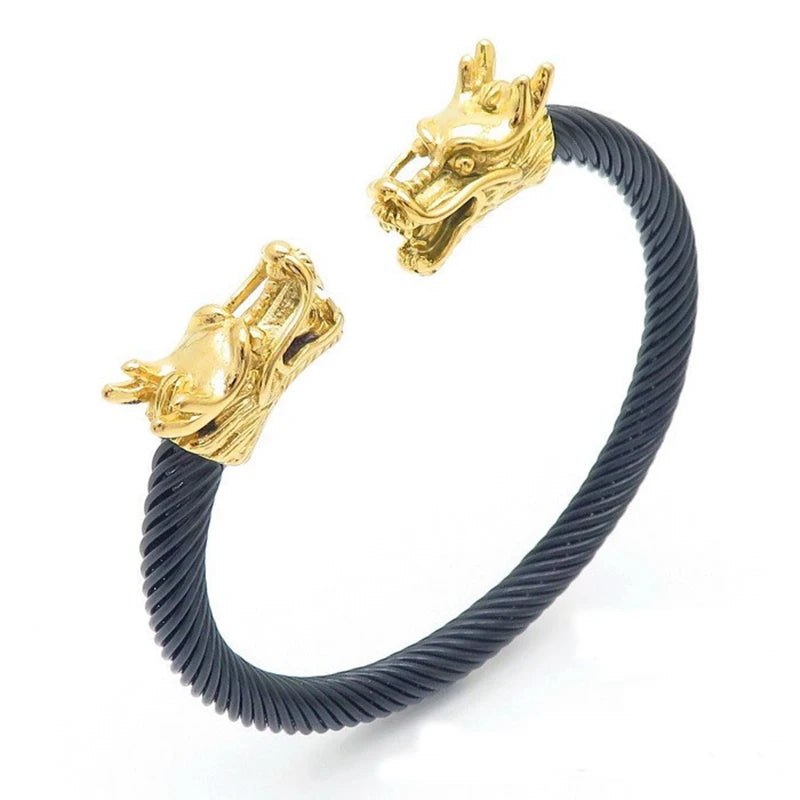 6MM Creative Dragon Charms Open Bangle.