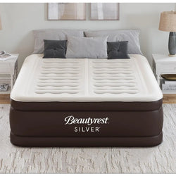 Silver 18" Duet Air Mattress, Queen Size - Dual Control Sleep Zones, Edge Support, High-Speed Pump, Ideal for Camping & Guests,