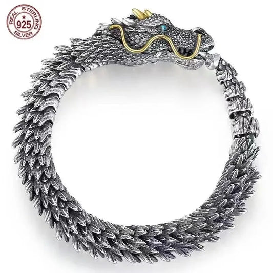 New Antique Silver Plated Dragon Bracelet