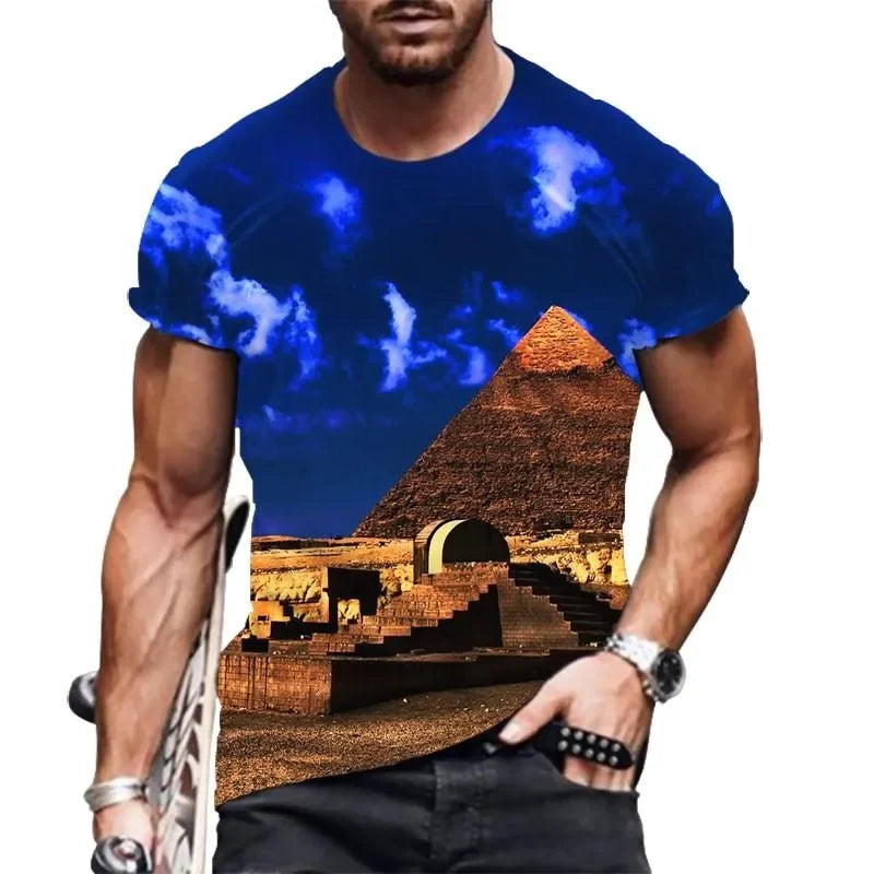 Men's T-Shirts 2022 Fashion Retro Style T-shirt Egyptian Elements 3D Printing Casual Breathable Men  Women Funny Short Sleeves