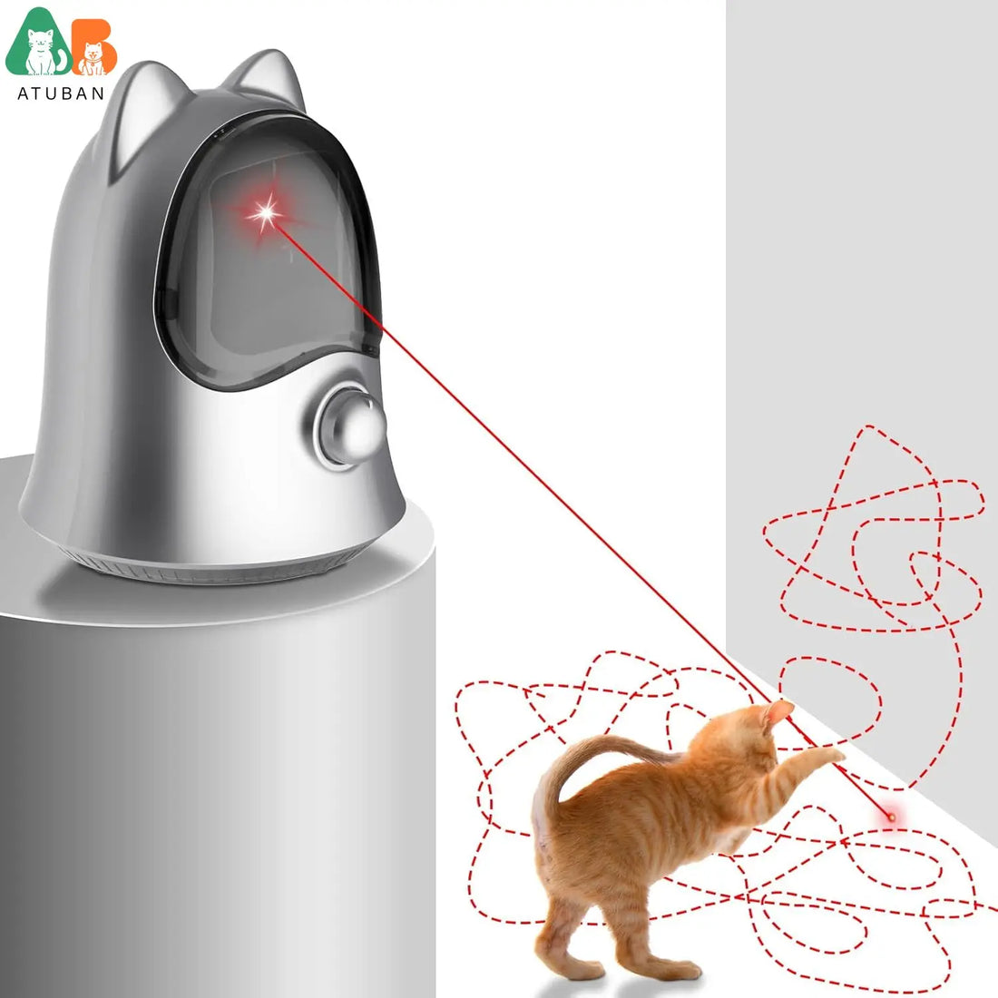 ATUBAN Interactive Laser Pointer Cat Toys for Indoor Cats,Cat Laser Toy Automatic for Bored Indoor Adult Cats/Kittens/Dogs