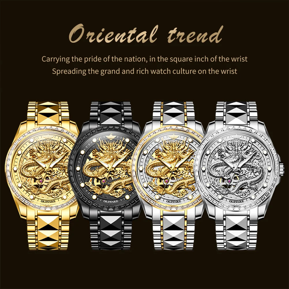 Original Brand Luxury Gold Dragon Automatic Watch.