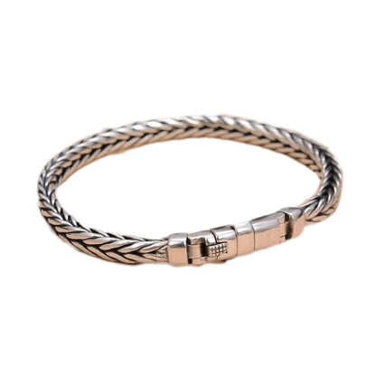 New Real PurS925 Silver Handmade Woven Retro Domineering Style Ppersonality Keel Man and Woman Bracelets