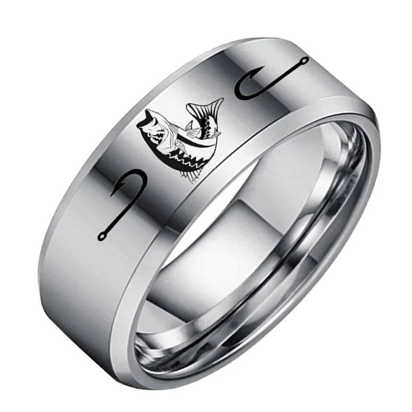 Stainless Steel Fishing Hobby Rings For unisex.