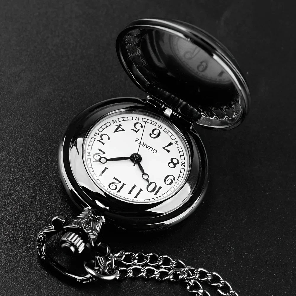 1pc Retro Dragon Quartz Pocket Watch, Cool Black Necklace Pocket Watch, Unique Pendant Clock Gift