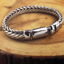 New l Solid S925 Pure Silver Hand Woven Vintage Mighty  Men Bracelet Birthday Gift