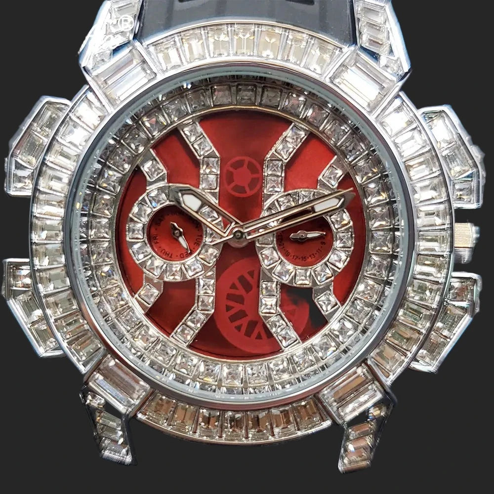 Men's Quartz Watches With Red Face.