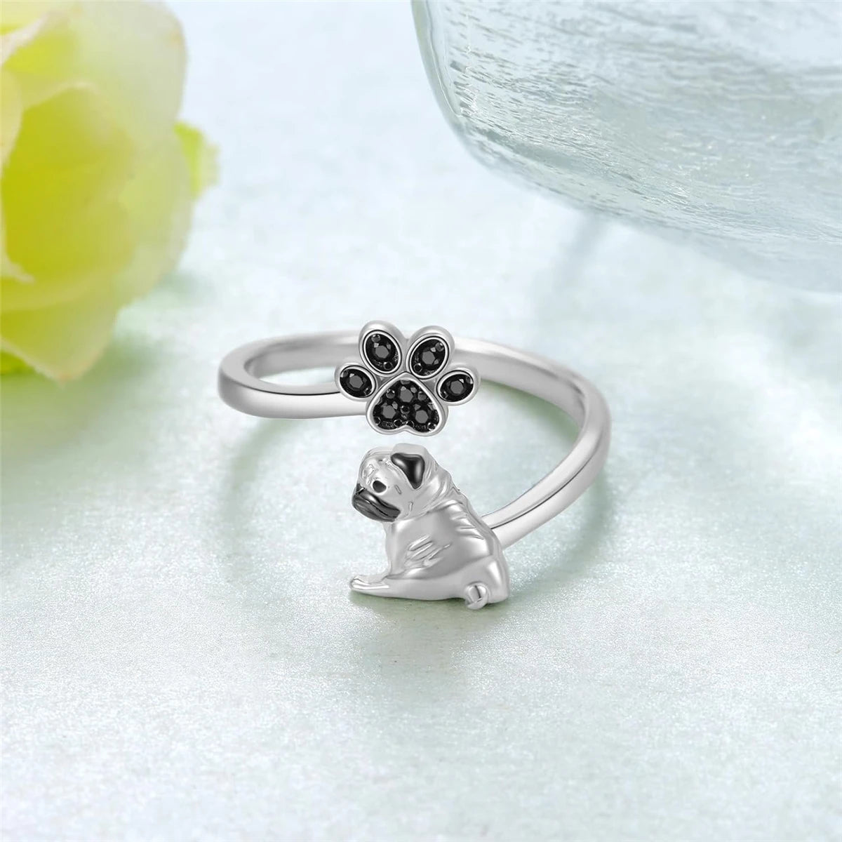 Creative Cute Black Dog Open Ring for Women