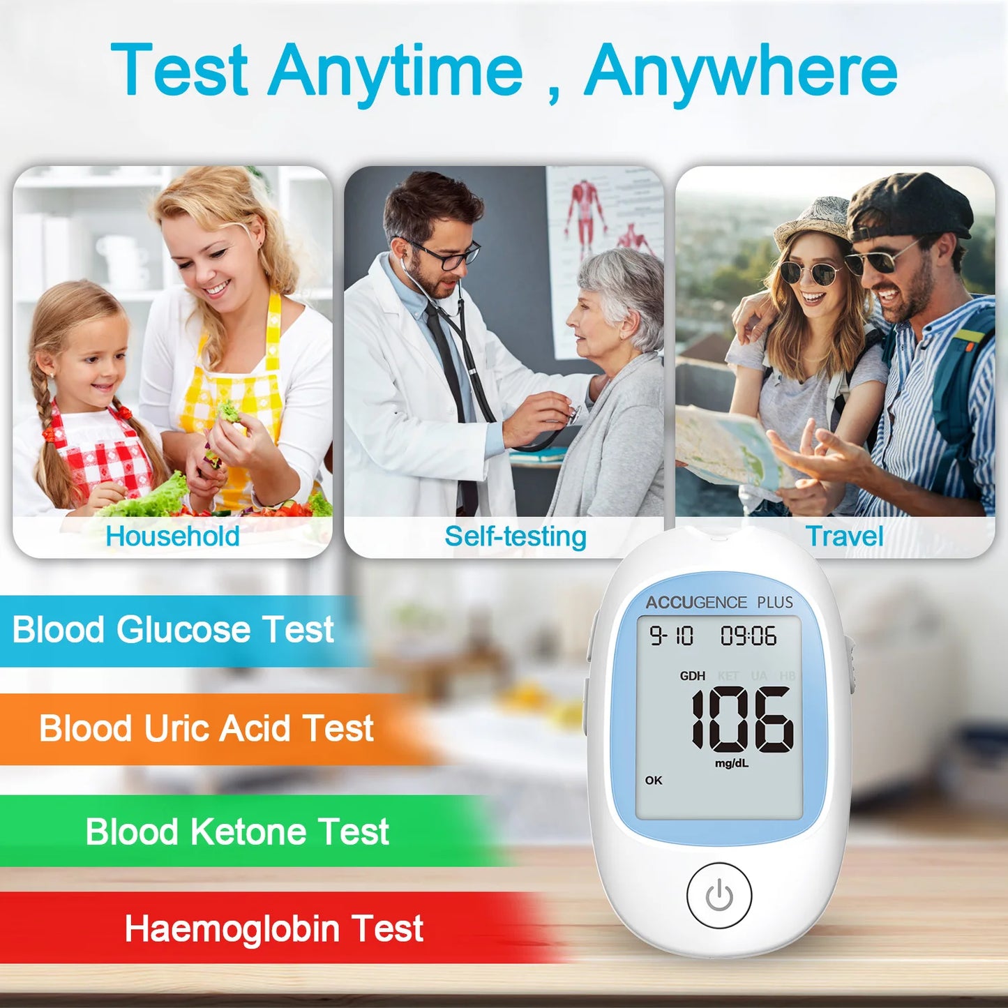 Multifunction Monitor - Hemoglobin, Blood, Ketone, Glucose.